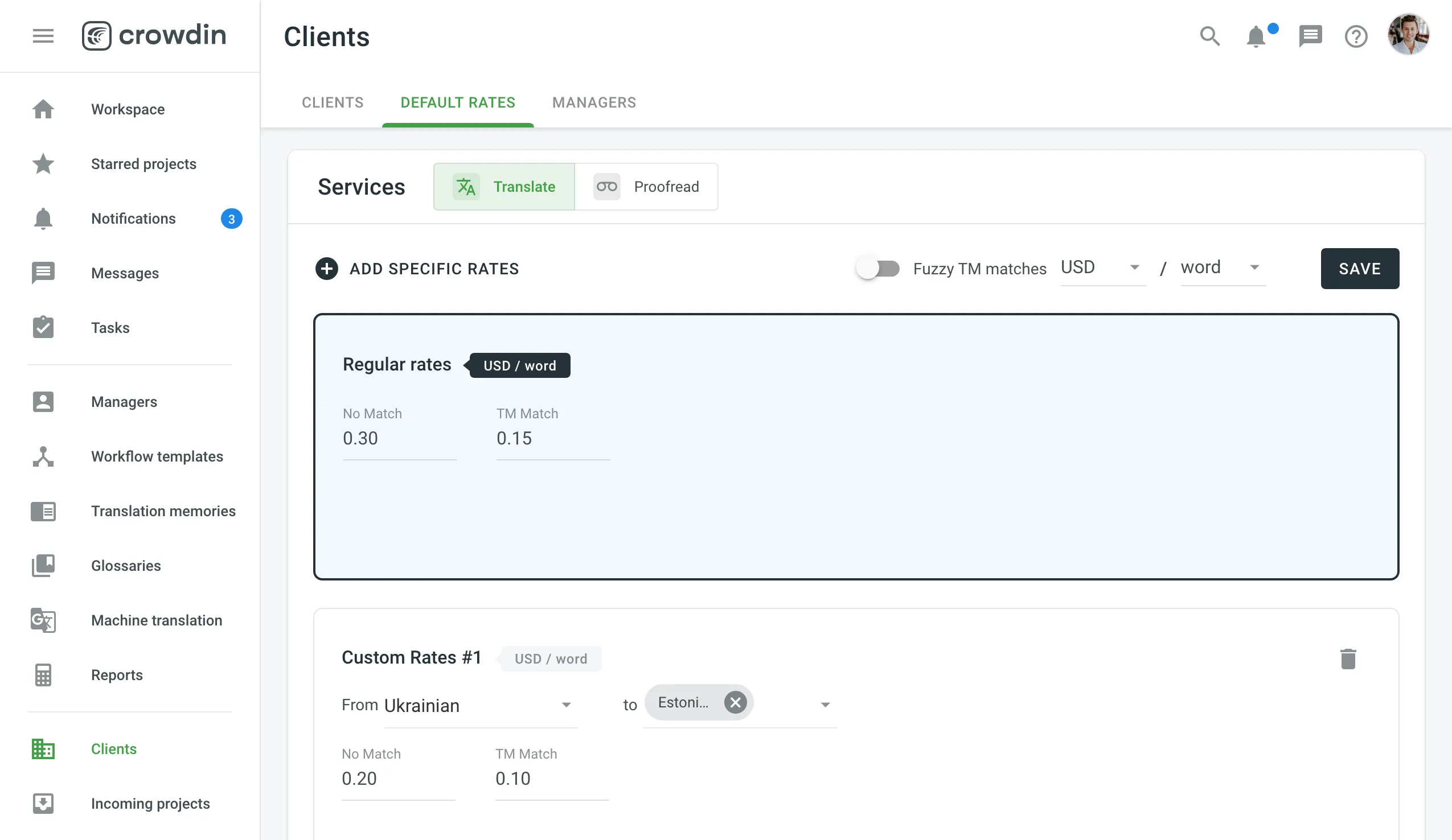 Set Specific Rates